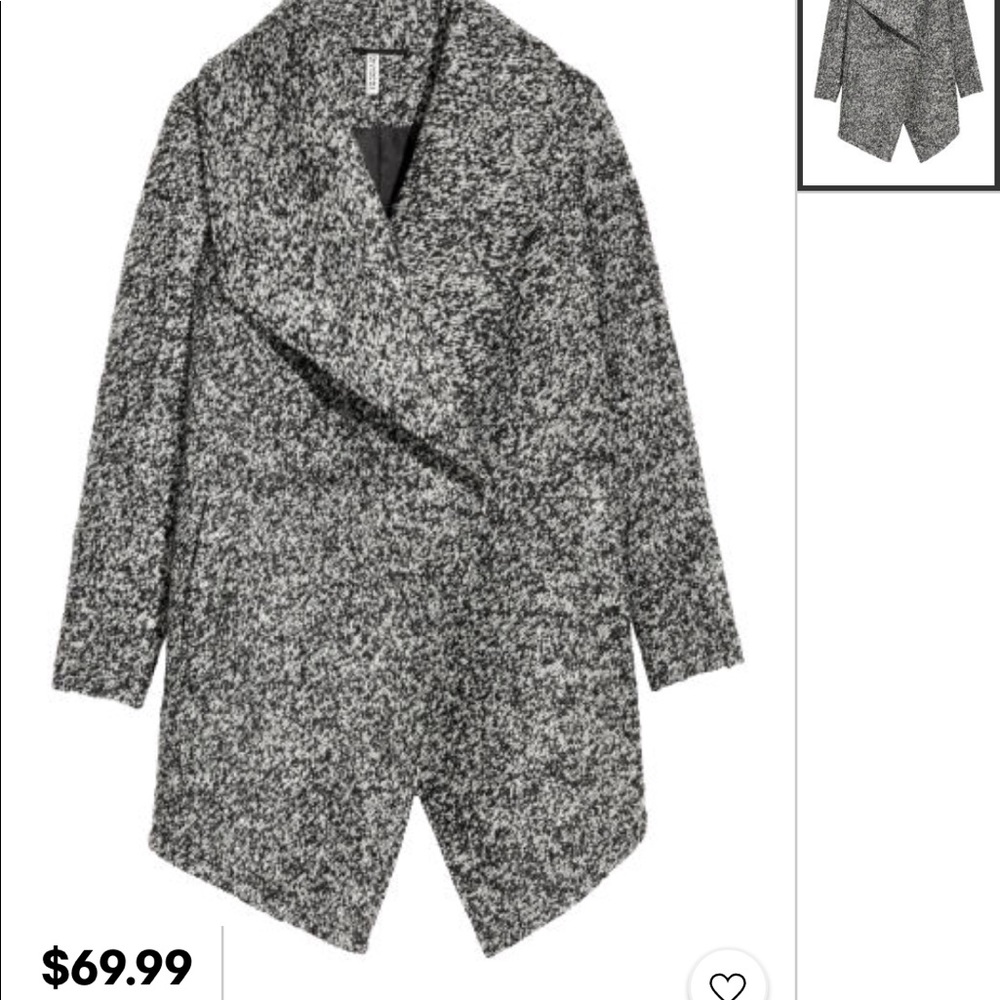 H&M Dark Gray Marbled Double Breasted Coat